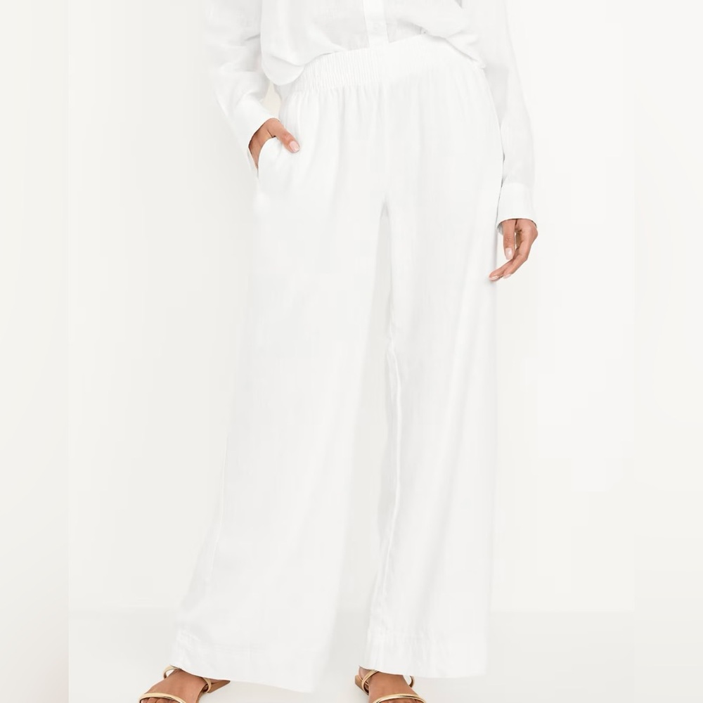 Old Navy High-Waisted Linen-Blend Wide-Leg Pants
